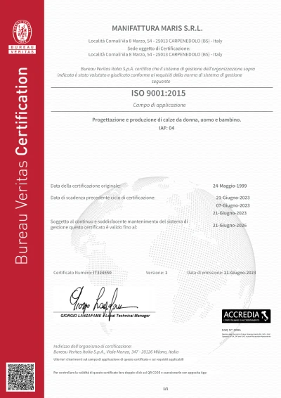 See the ISO 9001 - 2015 certificate issued by Bureau Veritas
